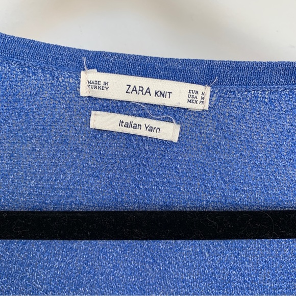 Zara Knit Blue Italian Yarn Sweater Size M - Picture 3 of 7